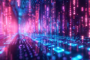 Digital Binary Technology Background created with Generative AI