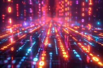 Digital Binary Technology Background created with Generative AI