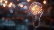 © RodolfoJesus - bright light bulb with a glowing wire shaped brain generative ai