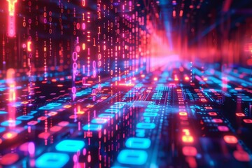 Digital Binary Technology Background created with Generative AI