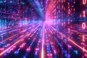Digital Binary Technology Background created with Generative AI