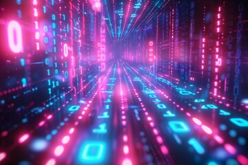 Digital Binary Technology Background created with Generative AI