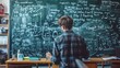 © Lakkhana - A teacher writing complex physics equations on a chalkboard in a classroom setting