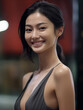 © LANGSSI - Joyful Portrait of a Smiling Young Woman in a Stylish Dress