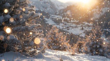 Wall Mural - Sparkling Light in the Mountains