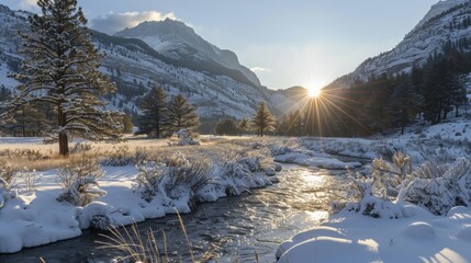 Wall Mural - Sparkling Light in the Mountains