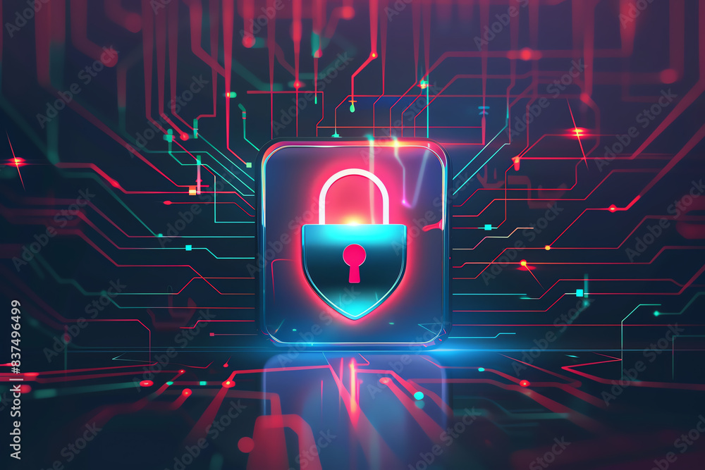 VPN icon with encrypted data, padlock symbol, seamless integration ...