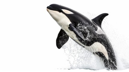 Wall Mural - majestic orca also known as a killer isolated on white background. animal wild life for designer ads