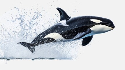 Wall Mural - majestic orca also known as a killer isolated on white background. animal wild life for designer ads