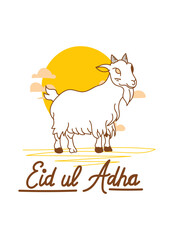 Wall Mural - Doodle Muslim holiday Eid al-Adha. the sacrifice a ram or white and black sheep. graphic design decoration kurban bayrami. month lamb and a lamp.Translation from Arabic: Eid al-Adha