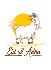 Wall Mural - Doodle Muslim holiday Eid al-Adha. the sacrifice a ram or white and black sheep. graphic design decoration kurban bayrami. month lamb and a lamp.Translation from Arabic: Eid al-Adha