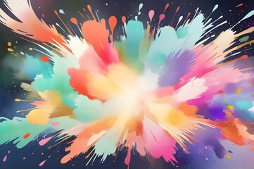 Colorful fireworks explosion watercolor painting