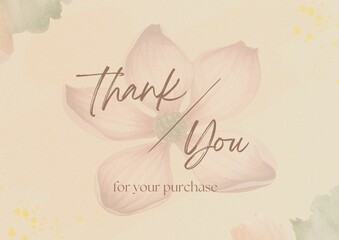 Wall Mural - Vintage and modern thank you card template design, with a beautiful and abstract flower background. Day 08