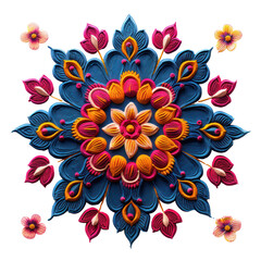 Colorful paper quilling mandala art with intricate floral patterns, showcasing vibrant and detailed handmade craftwork. transparent backgrounds