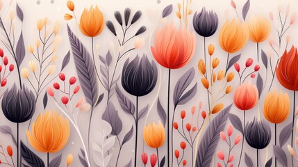 Wall Mural - Contemporary abstract floral design in soft pastels, ideal for digital art and backgrounds.