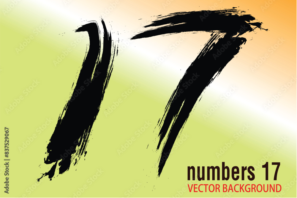 numbers 17 written with a brush vector. 17, background, icon, abstract ...