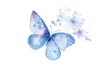 Poster - Watercolor Butterfly and Flower Design