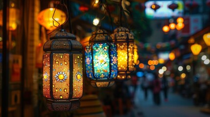 Poster - Decorative Lights at the Night Market