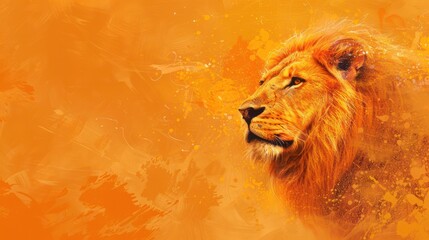 Wall Mural - fantasy magical lion on a sandy colored background