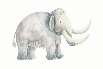 Canvas Print - Watercolor Illustration of a Cute Mammoth