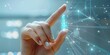 © Da - Interactive Future: Touching the Virtual Realm with Augmented Reality，Closeup finger touching screen, hand interacting with mixed reality application, augmented reality finger, finger isolated on whit