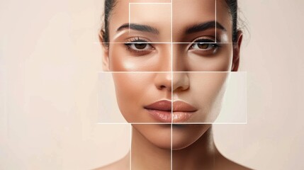 collage many skin types of face different woman. beauty and skincare concept.
