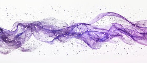 Wall Mural - purple wavy glittering stream of water on white background