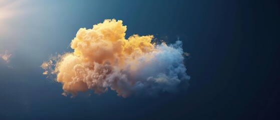 golden cloud illustrations on a blue background