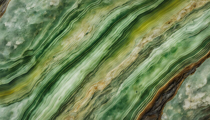 Wall Mural - A green and brown rock with a striped pattern