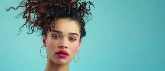 model with a captivating hairstyle complementing a unique facial feature, radiating confidence and allure