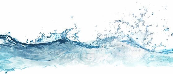 Wall Mural - water wave with fresh water, white background