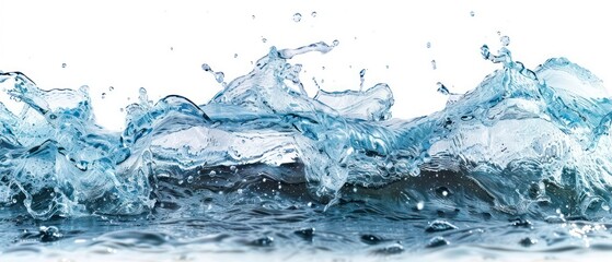 Wall Mural - water wave with fresh water, white background