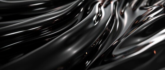 black abstract moving smoothed lines with futuristic glowing effect 