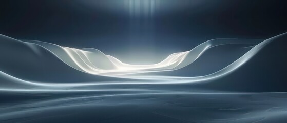 Wall Mural - dark white abstract moving smoothed lines with futuristic glowing effect