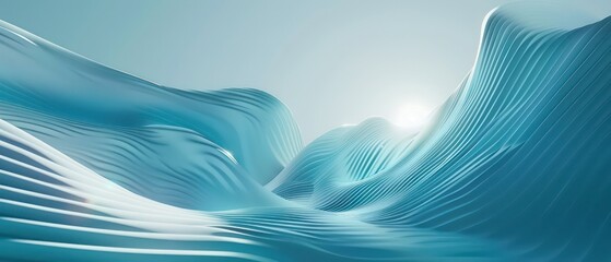 Wall Mural - light blue moving smoothed lines with abstract futuristic glowing effect