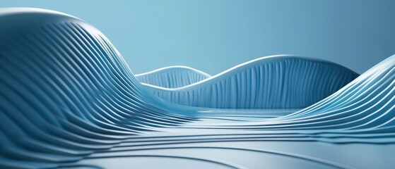 Wall Mural - light blue moving smoothed lines with abstract futuristic glowing effect