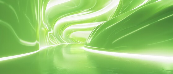 light green moving smoothed lines with abstract futuristic glowing effect