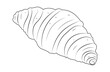 © TaMih - Fresh hot croissant, delicious baked goods, linear drawing. A simple doodle sketch of a French breakfast. A bun, a fresh croissant. Vector illustration, isolated icon, outline, black and white lines.