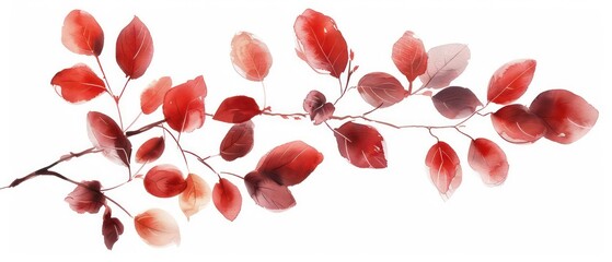 Poster - red leaves, special effects, pure white background