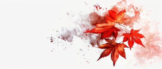 Sticker - red leaves, special effects, pure white background