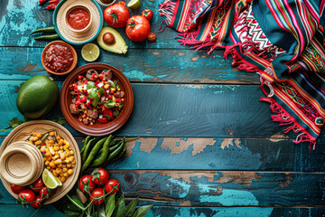 Vibrant Thematic Flat Lay Variations for Mexican Celebrations Cinco de Mayo and Día de los Muertos