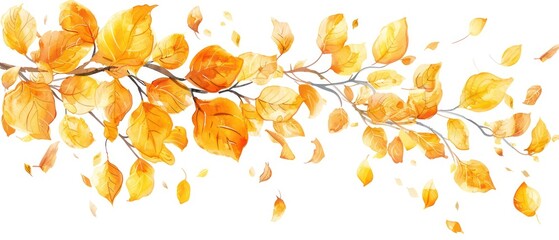 Sticker - Yellow leaves, special effects, pure white background