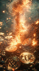 Poster - A bunch of coins are falling into a fire