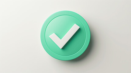 Minimalist 3D Checkmark Icon on Green Circle Vector Illustration