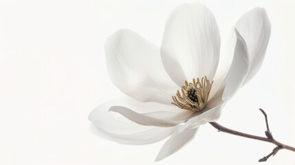 Wall Mural - Isolated white flower, white background