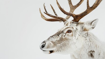 head of a deer, white background.