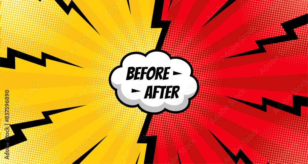 Before and after comic background template. Two color retro background ...