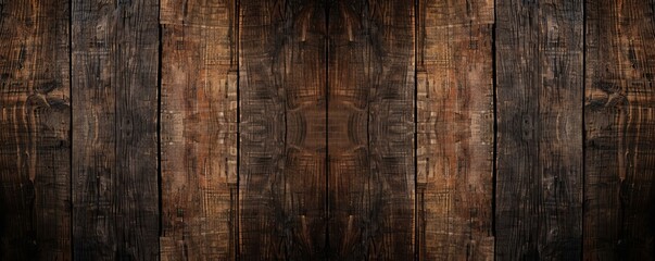 old brown rustic dark wooden texture - wood timber background panorama long banner, Generative AI