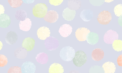 Seamless pattern with hand drawn colorful circle on blue background. Sketch doodle dots. Wallpaper, textile, wrapping paper abstract simple design template. Vector illustration