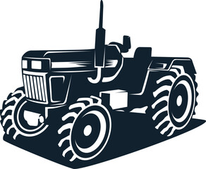 black old tractor silhouette vector template logo